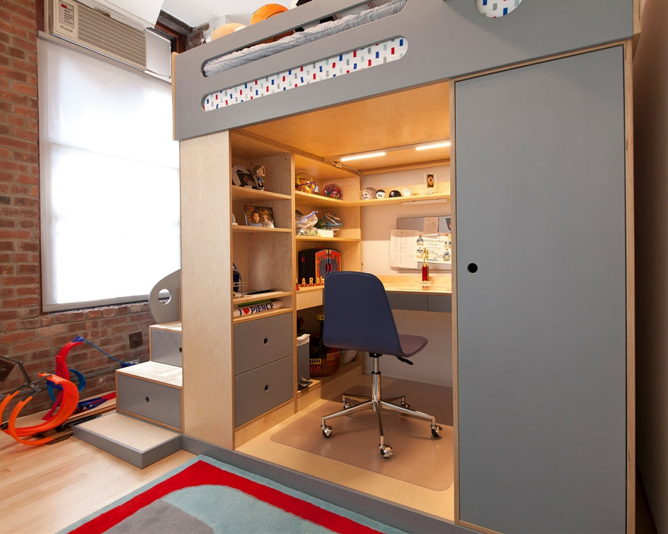 full size loft bed with desk underneath