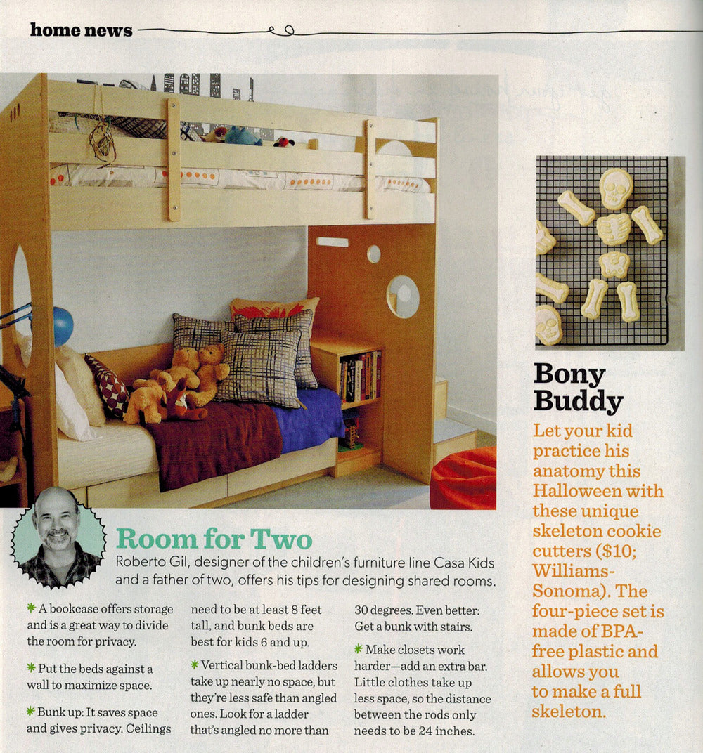 Article on bunk beds, sidebar on ‘Bony Buddy’, and profile photo.
