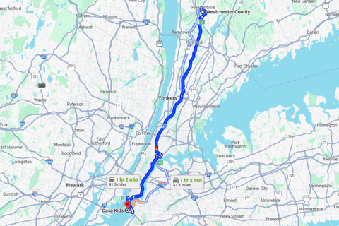 Google map , from Westchester County travel via I-87 S and I-278 W