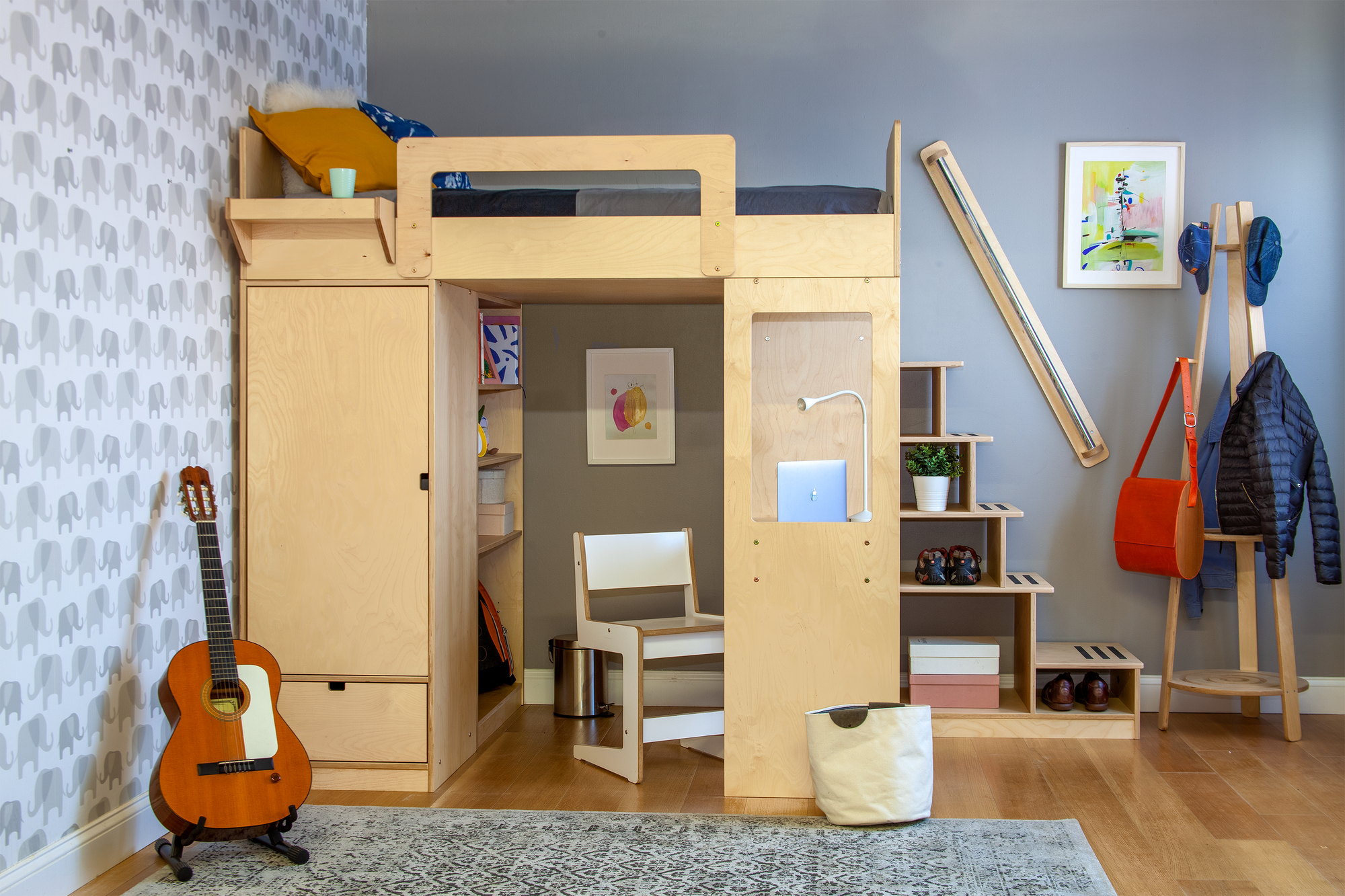 Aspen Space-Saving Loft Bed With Desk And Closet | Casa Kids