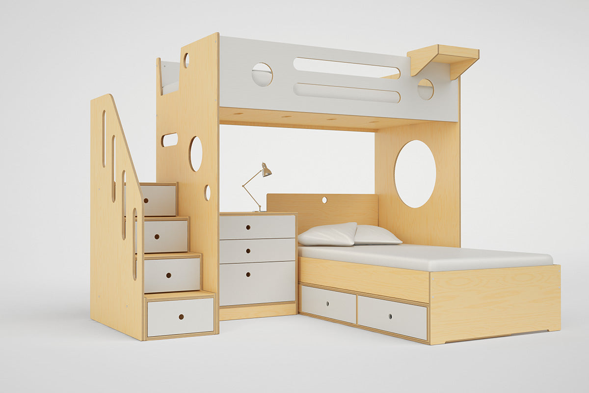 l shaped double loft bed