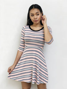 Striped Knitted Skater Dress