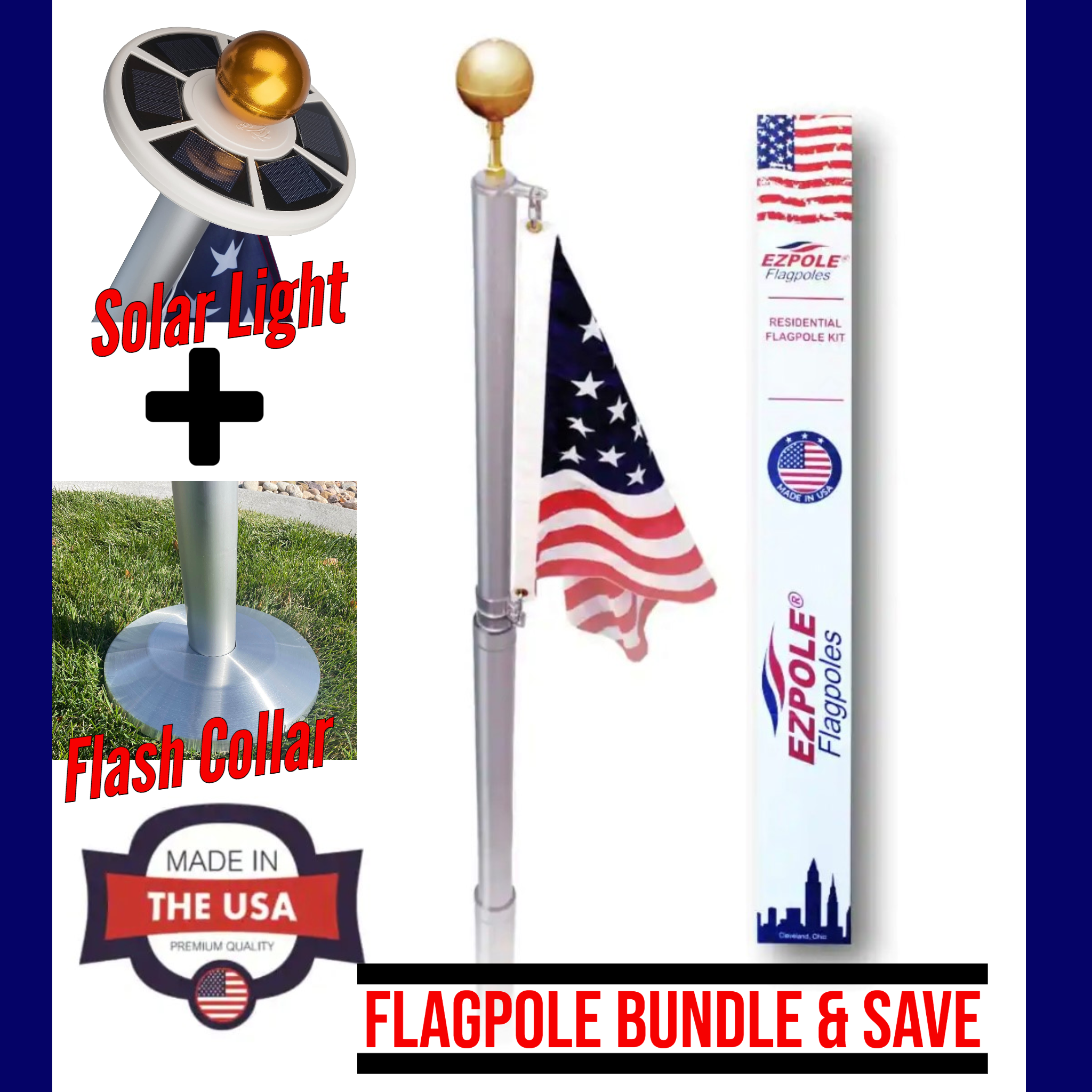 flag pole with solar light kit