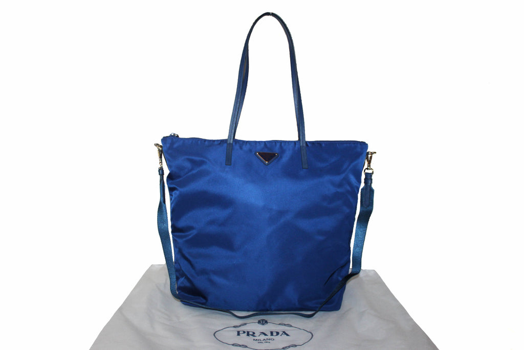 New Prada Blue Nylon Tessuto Tote Bag 