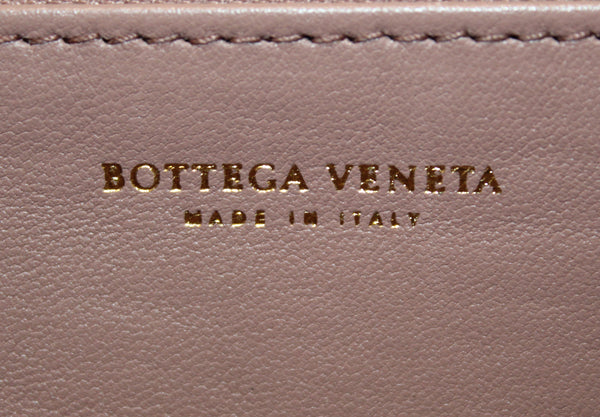 Bottega Veneta Dusty Rose Nappa Intrecciato Leather Zip Around Wallet