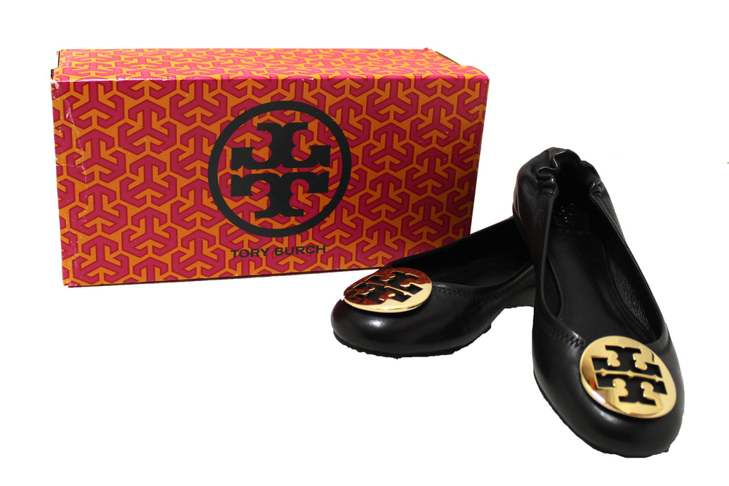 Authentic Tory Burch Black Leather Ballet Flat Shoes Size  – Italy  Station