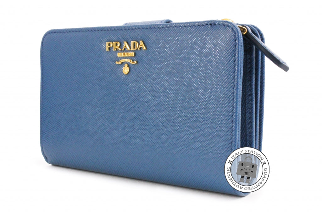 Prada 1ML225 Uzf Saffiano Metal Portafoglio Lampo Cobalto / F0215 Calf –  Italy Station