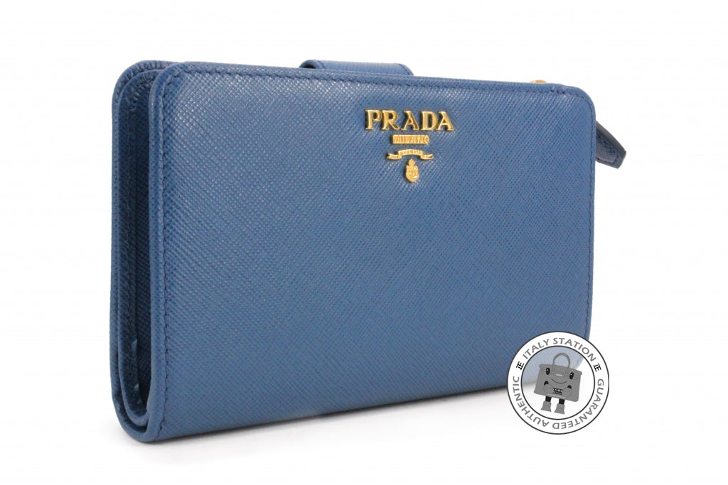 Prada 1ML225 Uzf Saffiano Metal Portafoglio Lampo Cobalto / F0215 Calf –  Italy Station