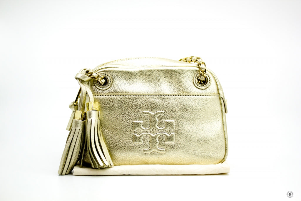 Tory Burch Thea Gold Metallic Leather Shoulder Bags Ghw – Italy Station