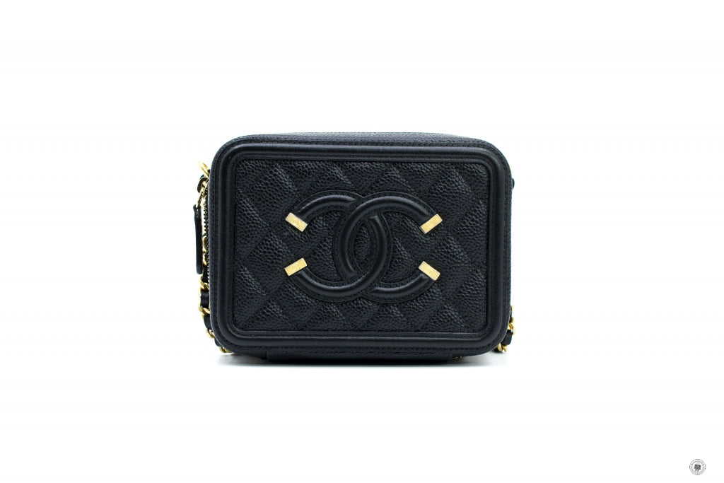 Chanel A84452 Y06542 CC Filigree Vanity Clutch With Chain Black / 9430 –  Italy Station