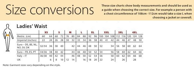 Coverall Size Chart Uk