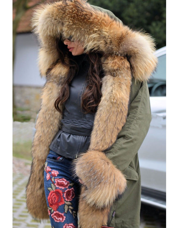 mountainviewsimmentals Women's Thicken Warm Luxury Casual Winter Faux Fur Hooded Plus Size Parka Jacket Coat UK Size 8 10 12 14 16 18 20