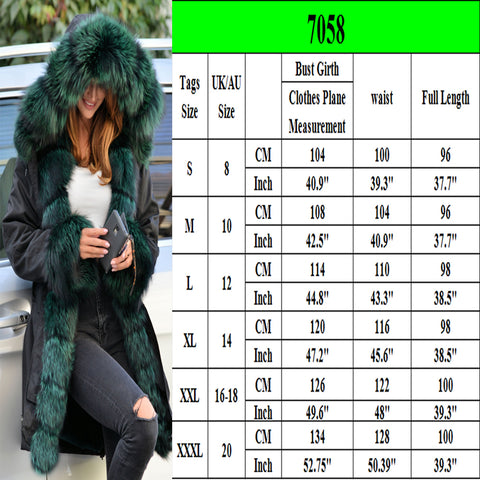 mountainviewsimmentals Thickened Warm Peacock Green Faux Fur Thicken Warm Parka Casual Fashion Women Hooded Long Winter Jacket Coat Overcoat