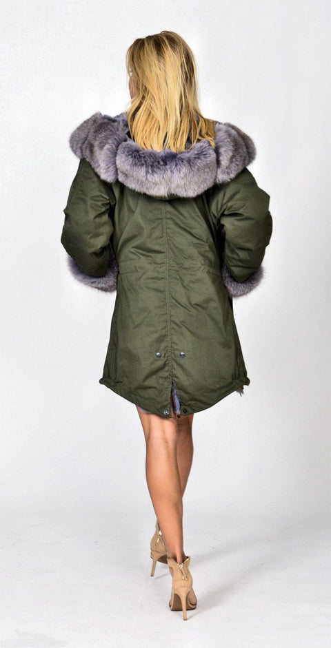 mountainviewsimmentals Thickened Warm Loose AmryGreen Grey Faux Fur Casual Parka Fashion Women Hooded Long Winter Jacket Overcoat EU SIZE 36-50