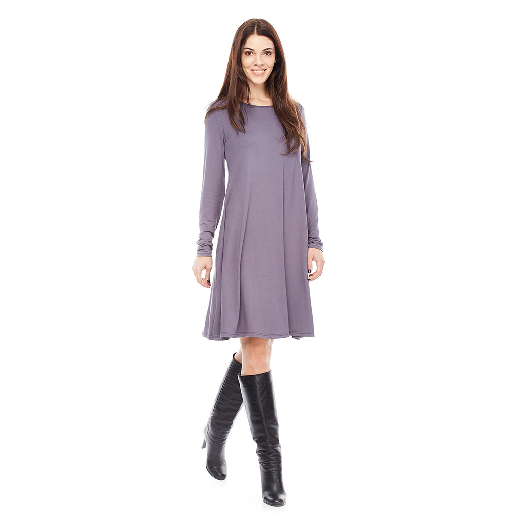 long sleeve dress with knee high boots