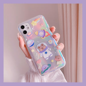 Starry Universe Cartoon Bear Phone Case For Iphone Good Summer Day