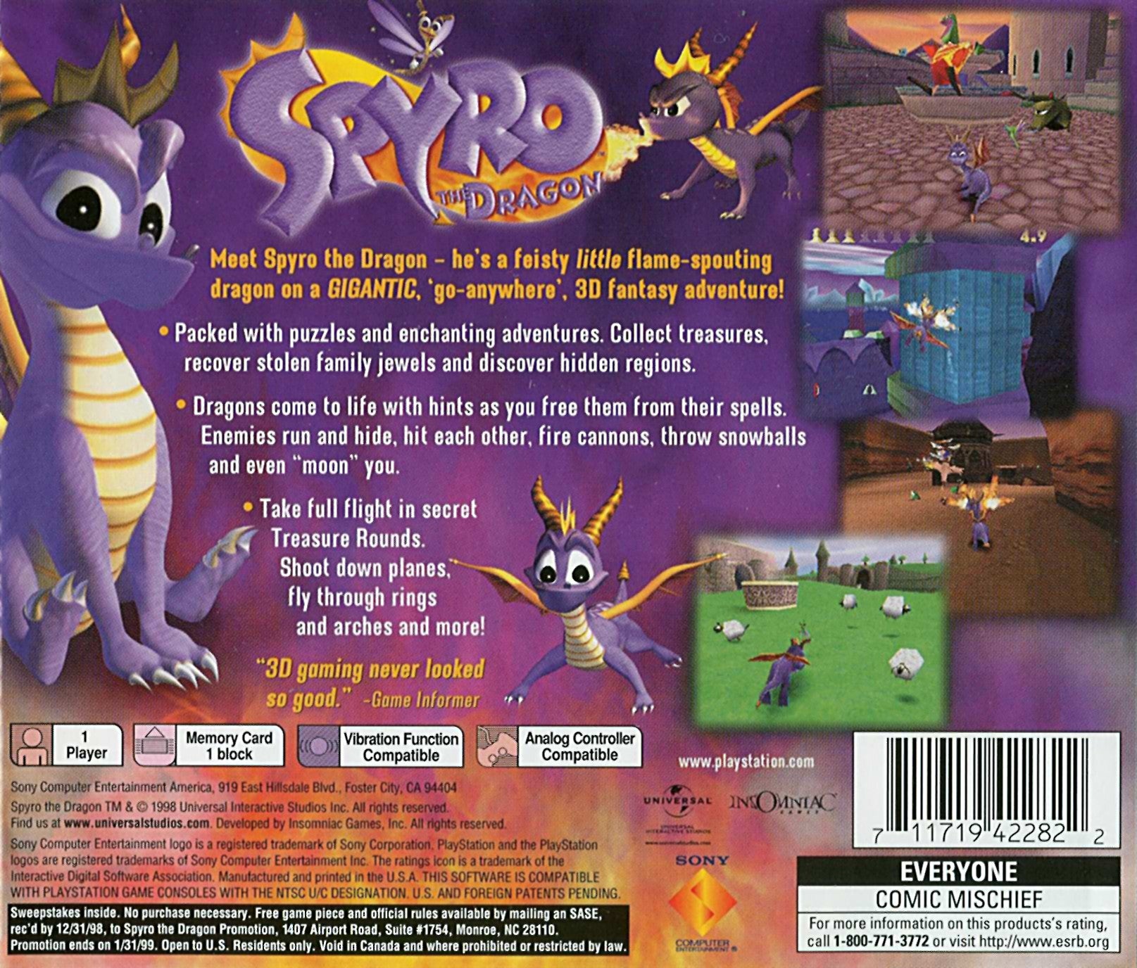ps1 spyro the dragon game disc