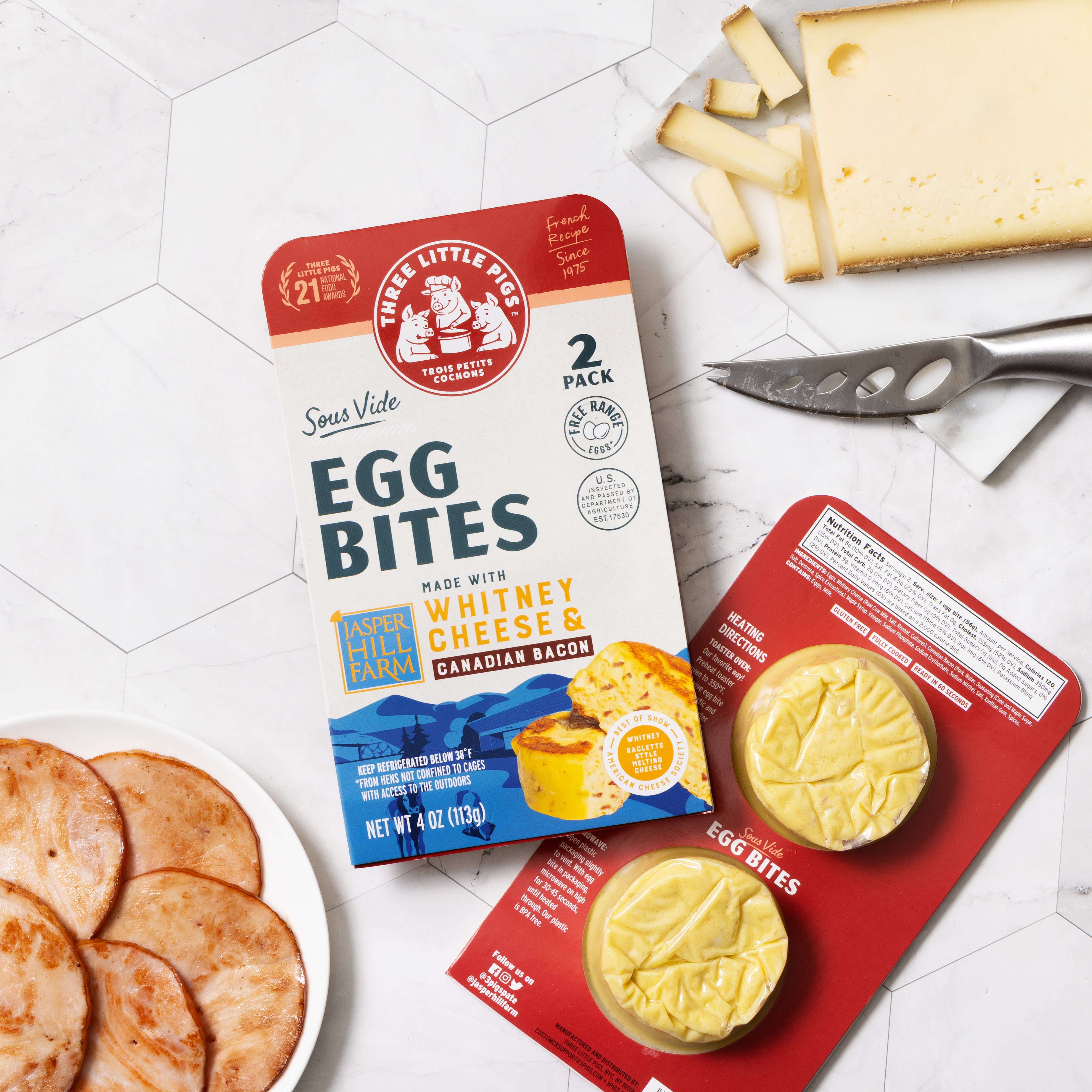 Image of Sous-Vide Egg Bites with Canadian Bacon and Jasper Hill Farm's Whitney Cheese