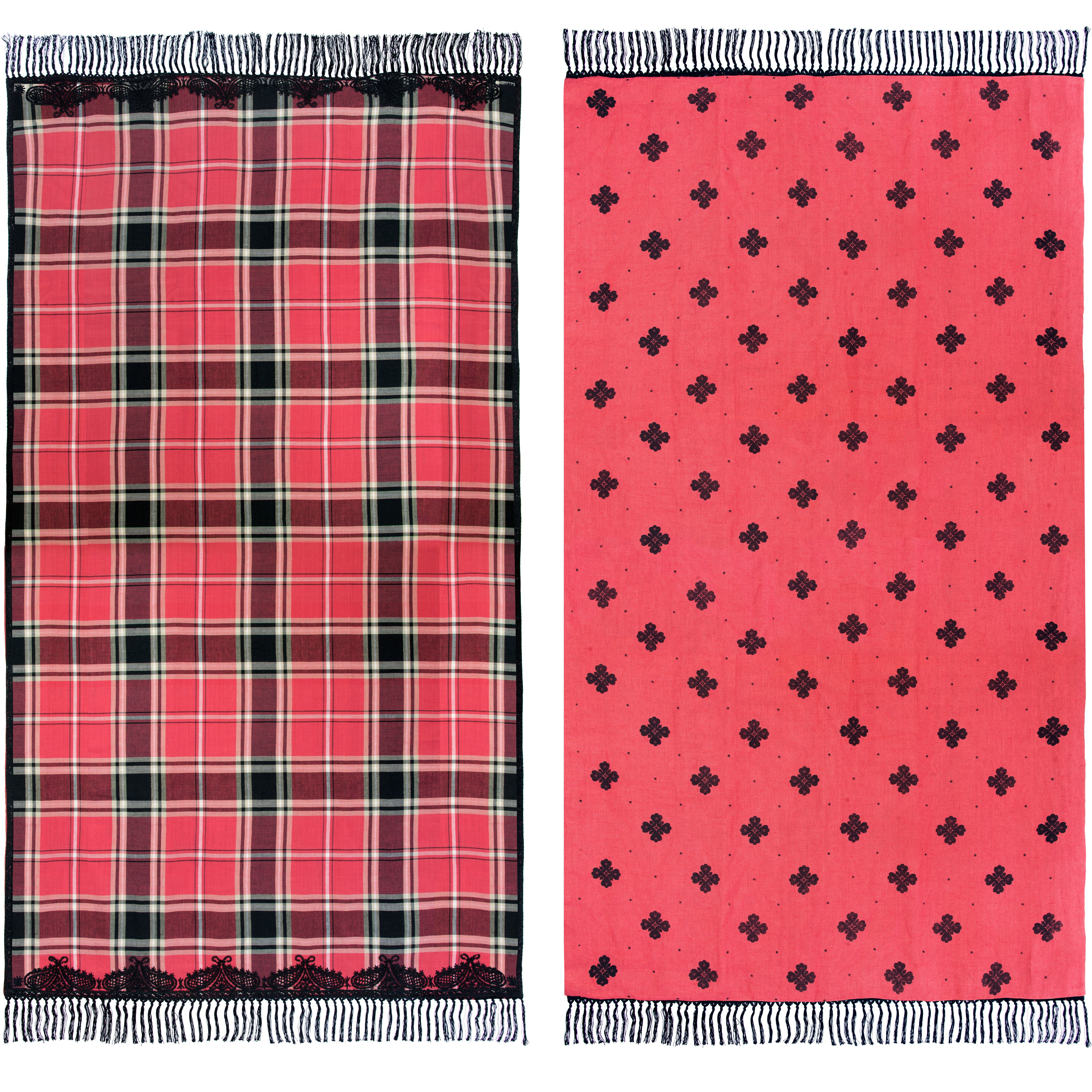 Image of Embroidered Tartan Fleurette Throw