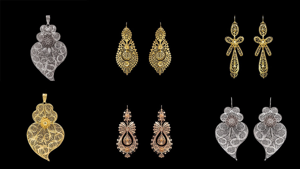Collection de bijoux en filigrane du Portugal