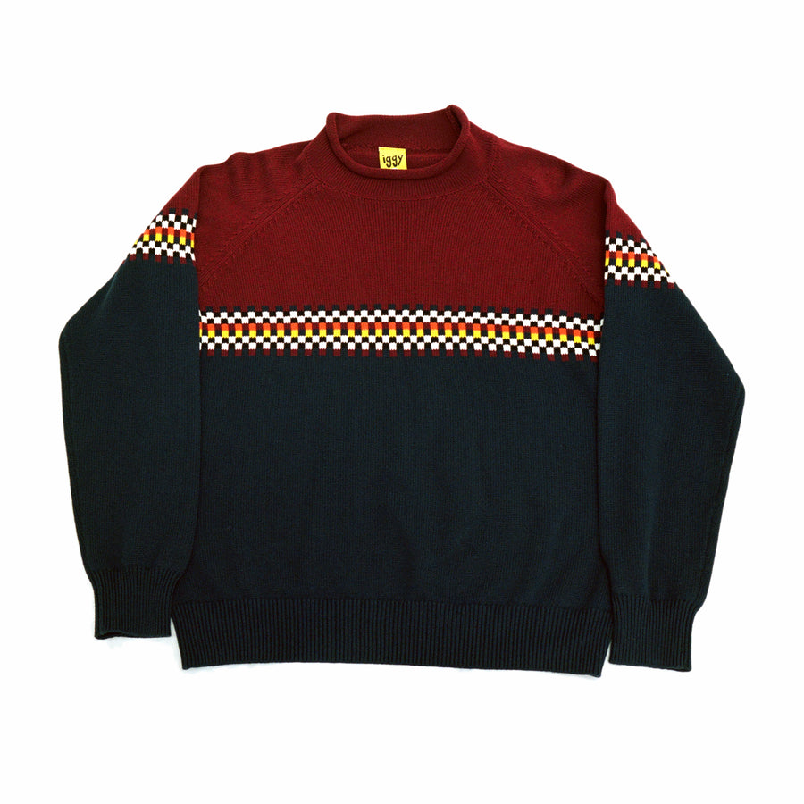 August – Iggy NYC Raglan Rolltop Knit Sweater (Maroon/Navy)