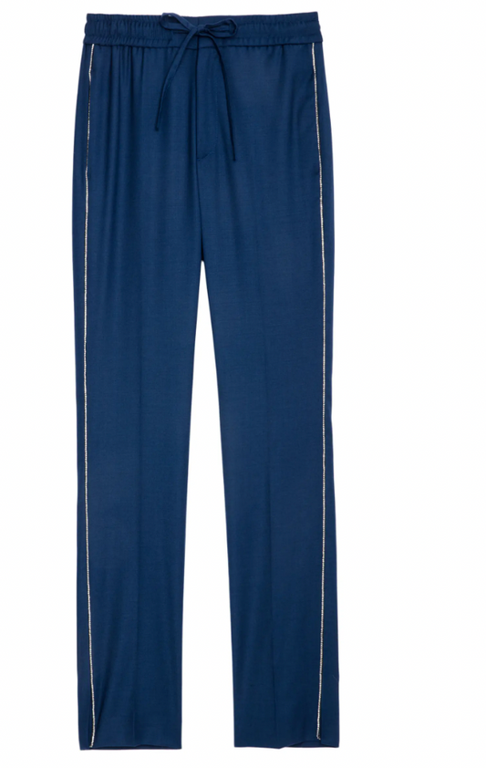 Zadig & Voltaire | Pera Crystal Side Stripe Pant | Blueberry