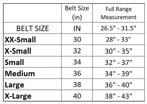 Belt Size Chart – Malvern Saddlery