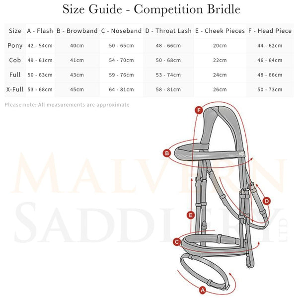 LeMieux Competition Bridle Size Chart | Malvern Saddlery
