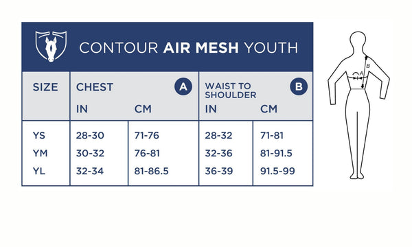 Tipperary Air Mesh Youth Size Chart | Malvern Saddlery