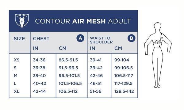 Tipperary Air Mesh Size Chart - Adult | Malvern Saddlery