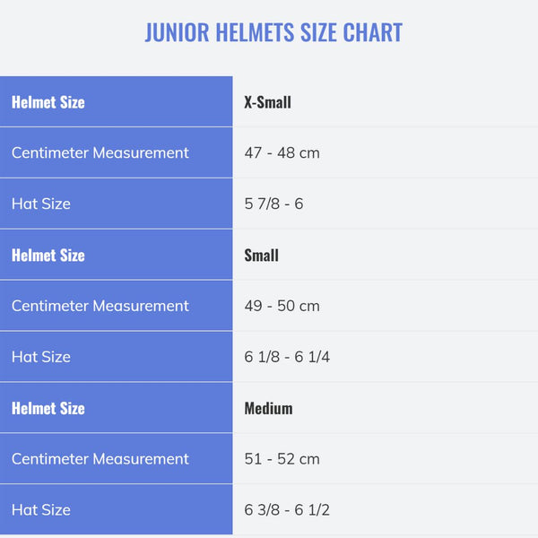 One K JR Helmet Size Chart | Malvern Saddlery