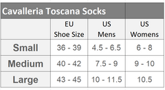 Size Chart - CT socks | Malvern Saddlery