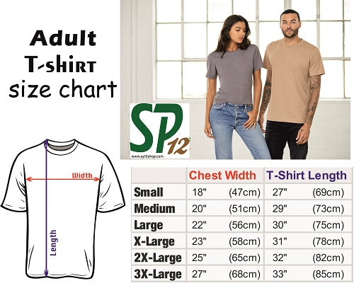 Men Unisex Adult T shirt Size Chart - SP12 Tees Size Measurement UK USA Europe