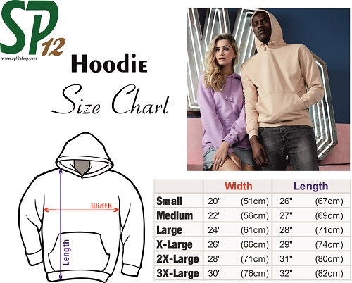 Hoodies Size Chart - SP12 Hooded Sweatshirts Size Measurement UK USA Europe