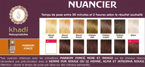 coloration Khadi marron châtain foncé, intense, Noir Froid, brun, cheveux châtain moyen et Noir Bleuté sur les bases foncées, brun, brune, marron foncé, couvre cheveux blancs, coloration végétale 100% naturelle, bio, vegan, henne, henné, soin cheveux, dark brown, noir, couverture cheveux gris, logona, indigotier