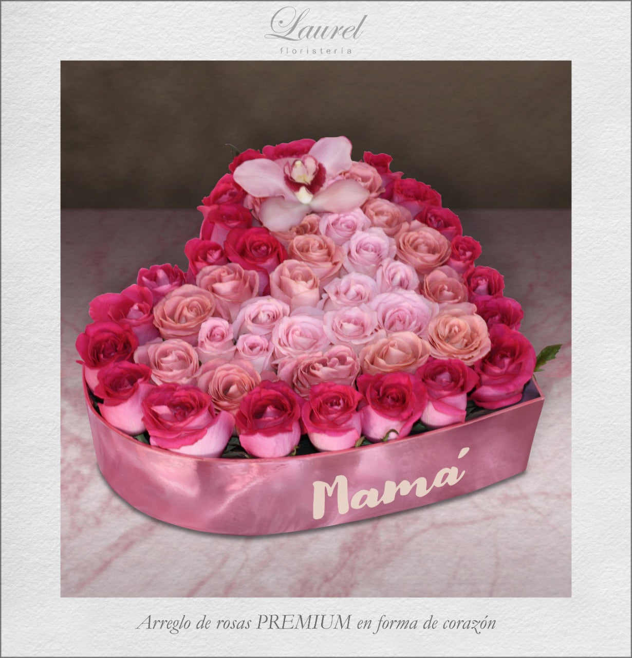 Corazón de 54 rosas Premium I BARDOT MAMA F-011 – Laurel Floristería