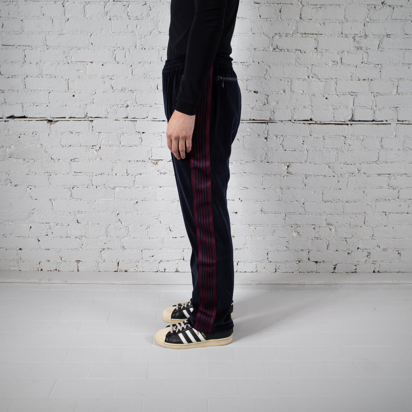 NARROW VELOUR TRACK PANT NAVY