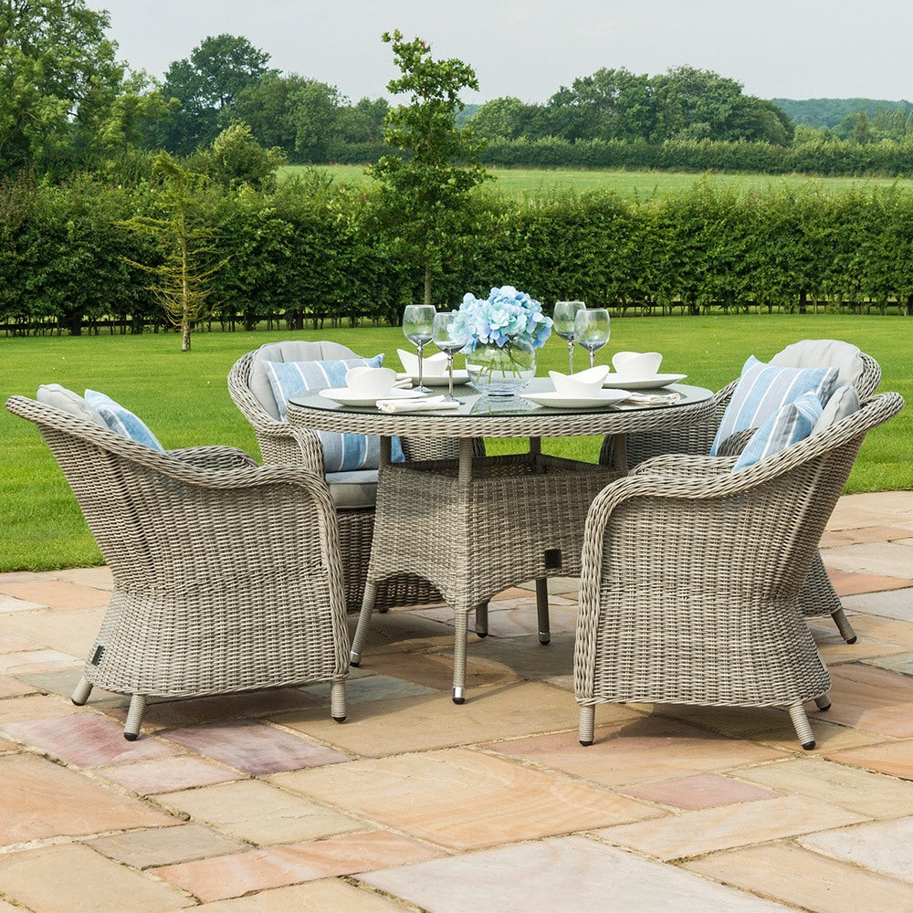 Maze Rattan Oxford 8 Seat Oval Heritage Dining Set With Fire Pit