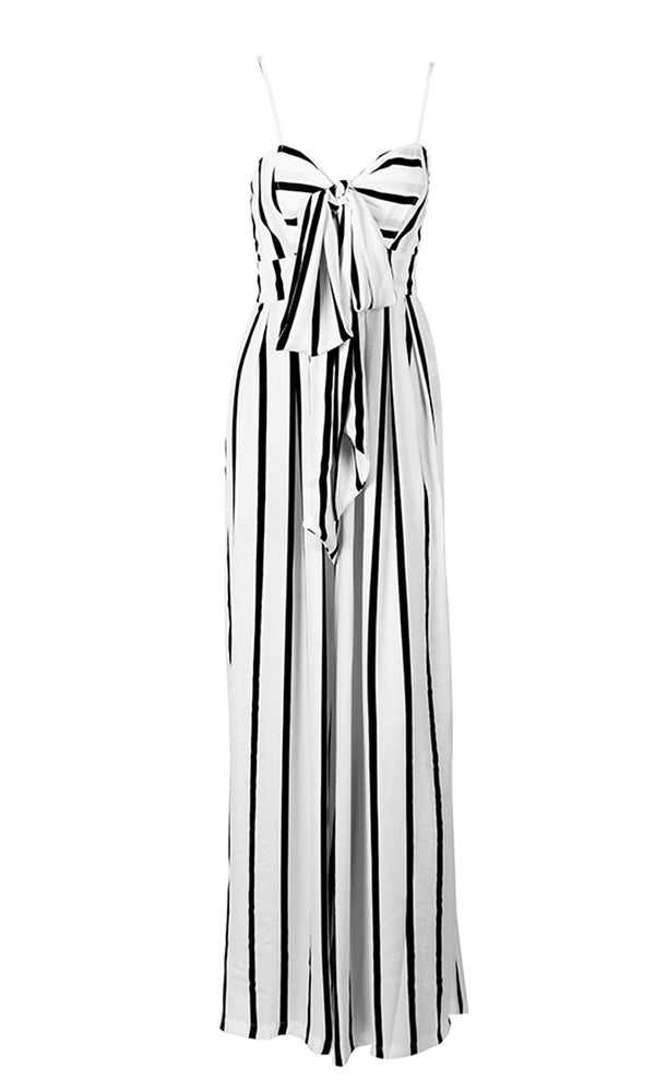 Strapless Bow Striped Sleeveless Jumpsuits