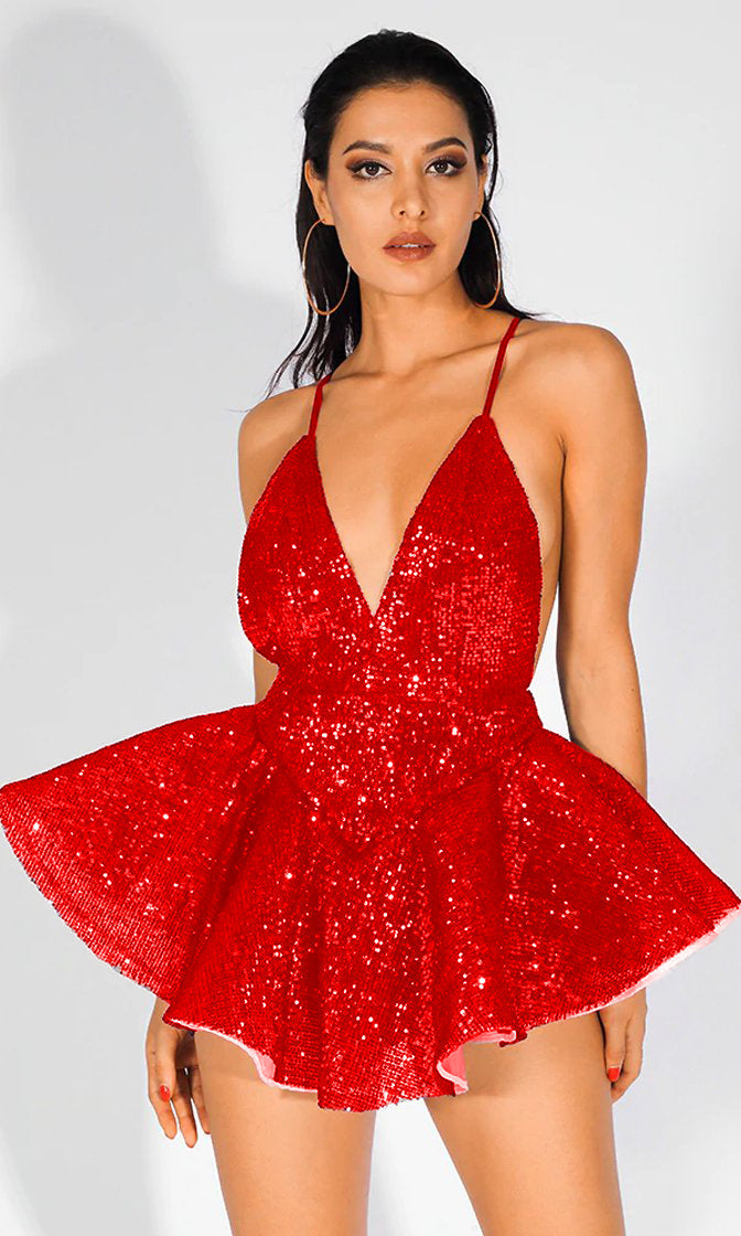 red glitter romper