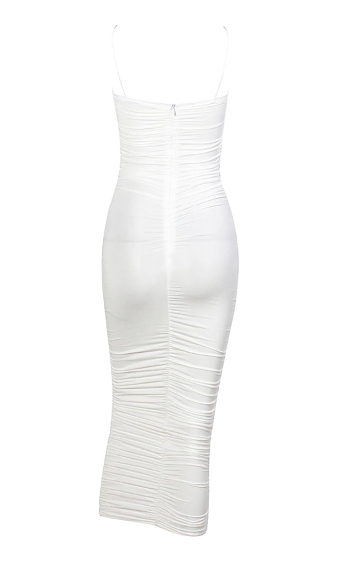 Heart Throb White Stretchy Sleeveless Spaghetti Strap Tube Ruched Body ...