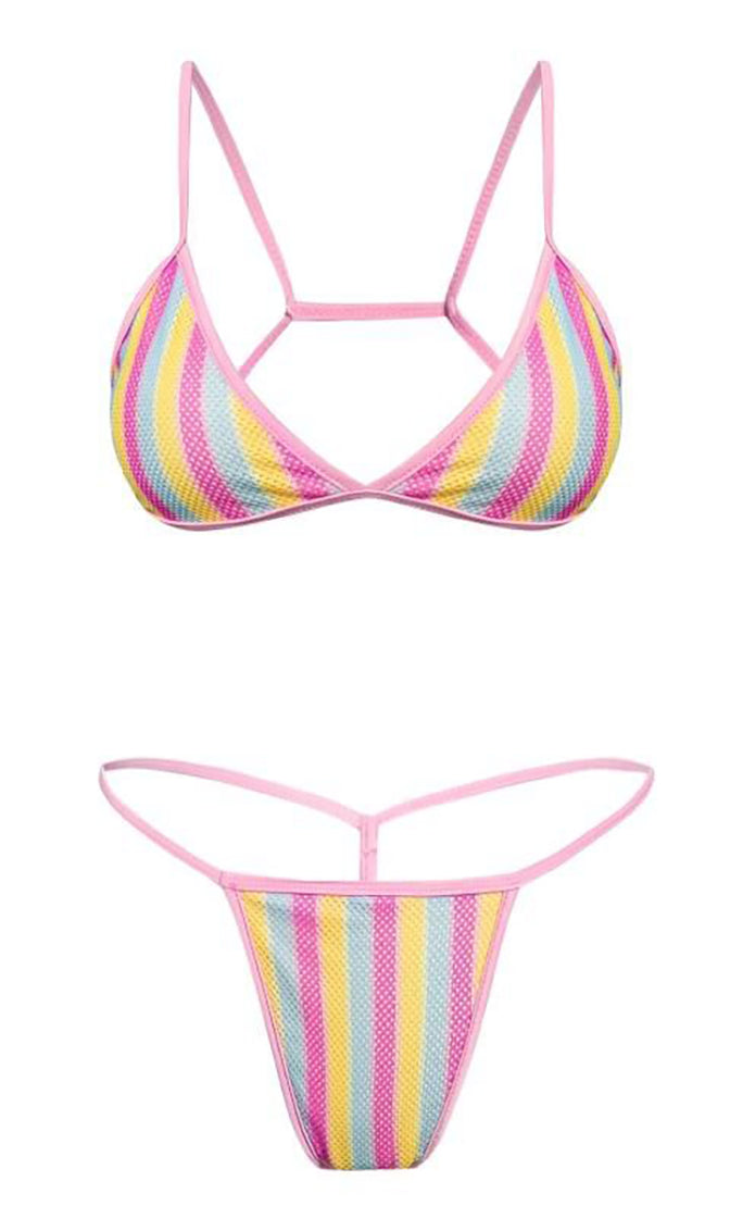 Like A Rainbow Fishnet Mesh Triangle Top G String Crop Top Coverup Thr ...