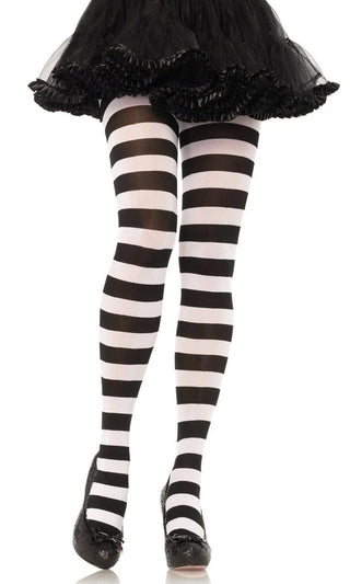 Christmas Present Red White Candy Cane Stripe Pattern Tights Stockings  Hosiery – Indie XO