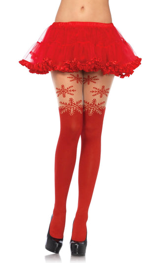 Christmas Present Red White Candy Cane Stripe Pattern Tights Stockings  Hosiery – Indie XO