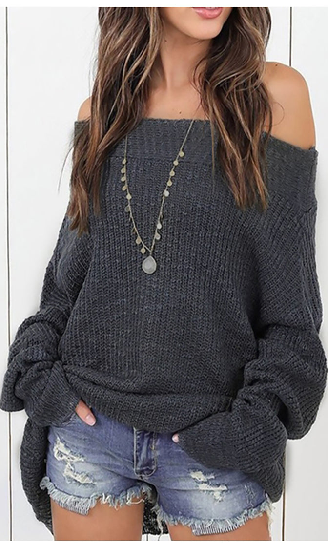 Rumors Are Spreading Long Batwing Sleeve Off The Shoulder Loose Slouch ...