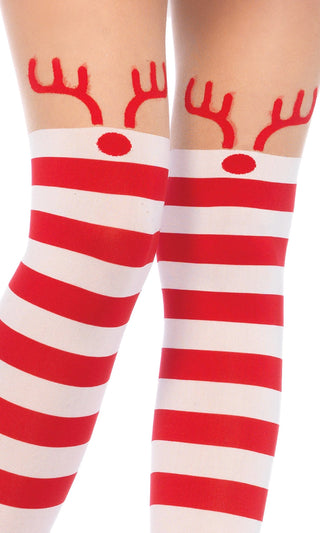 Christmas Present Red White Candy Cane Stripe Pattern Tights Stockings  Hosiery – Indie XO