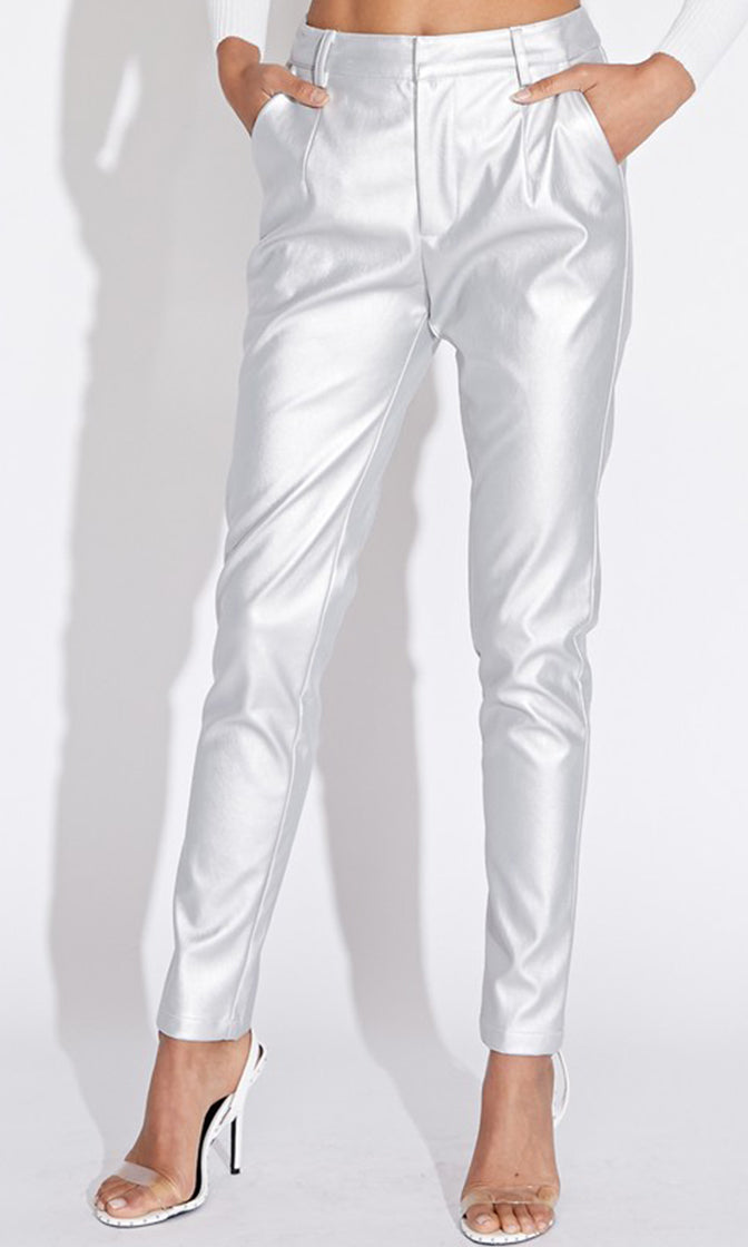 Going Galactic Metallic PU High Waist Skinny Pants - Sold Out – Indie XO