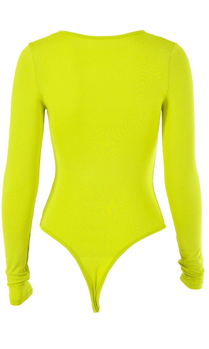 Confident And Carefree Long Sleeve Crew Neck Basic Bodysuit Top - 4 Co ...