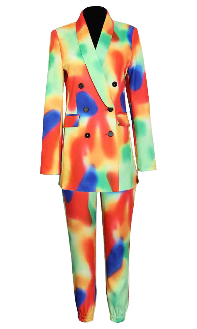 Amazon.com: HGps8w 2 Piece Outfits for Women Tie Dye Long Sleeve Blazer  Jackets with Skinny Pants Casual Elegant Business Suit Sets : Sports &  Outdoors