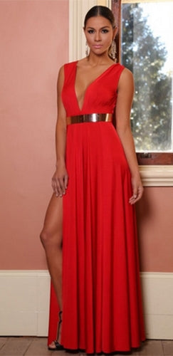 red and gold maxi dress